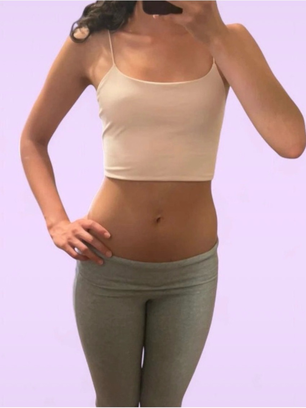 Garage Beige Spaghetti-Strap Crop Tank - Picture 2 of 3